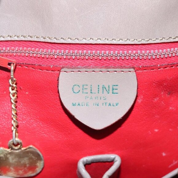 CELINE Shoulder Bag Leather Brown Gold Auth - Picture 13 of 16